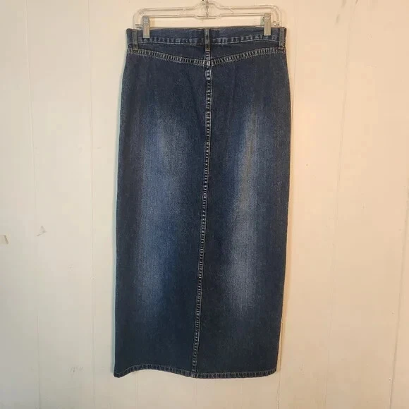 Falda vaquera vintage LEI longitud midi cuero con cordones abertura frontal años 90 y2k sin talla  Foto 2 de 4