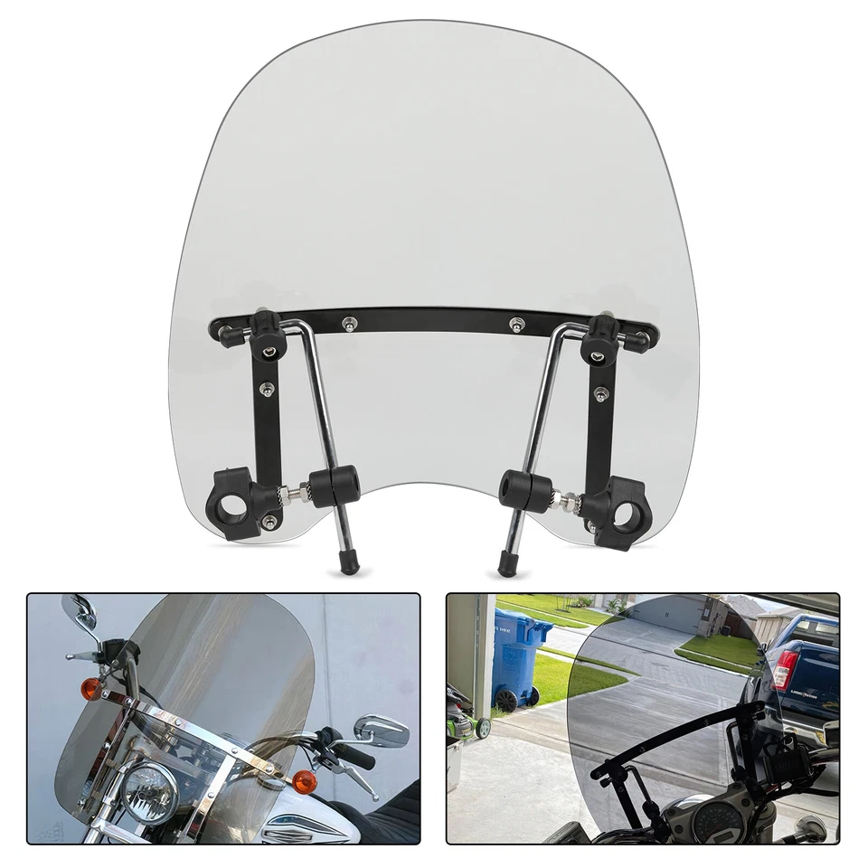 Smoke Windshield For Yamaha XT225 XT250 XT350 XT500 Virago 1" or 7/8'' Handlebar - Image 4 of 4