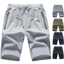 Summer Men's Cotton Fashion Sports Casual Elastic Waist Drawstring Shorts