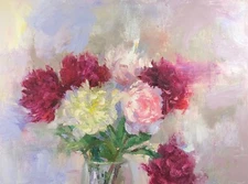 Peonies  painting Florals original oil on canvas still life  impressionism art