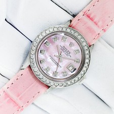 Rolex Lady DateJust 26mm Pink MOP Diamond Dial Stainless Steel Bezel Watch 2