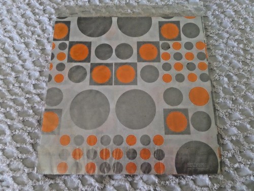 Retro Mod Gift Wrap English Cards Orange Silver White Geometric print 3 sheets - Picture 3 of 5