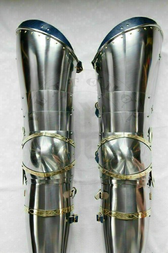 LARP Steel Leg Guard Medieval Leg Armor Adult Costume Full Leg Armor Wearable - Bild 3 von 4