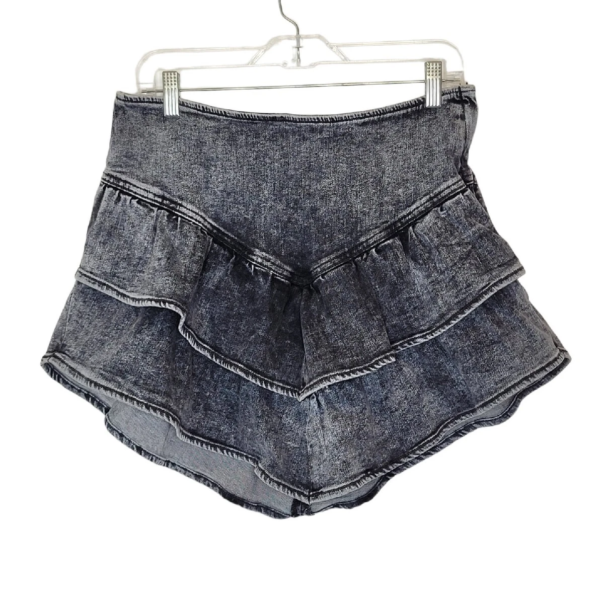 Black denim ruffle clearance skirt
