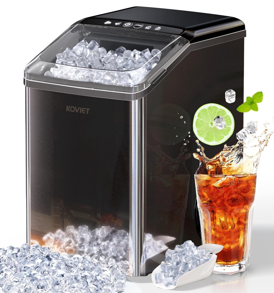 Nugget Ice Maker Countertop 40lbs/24h Toothfriendly Soft Chewable Pebble Ice Mac