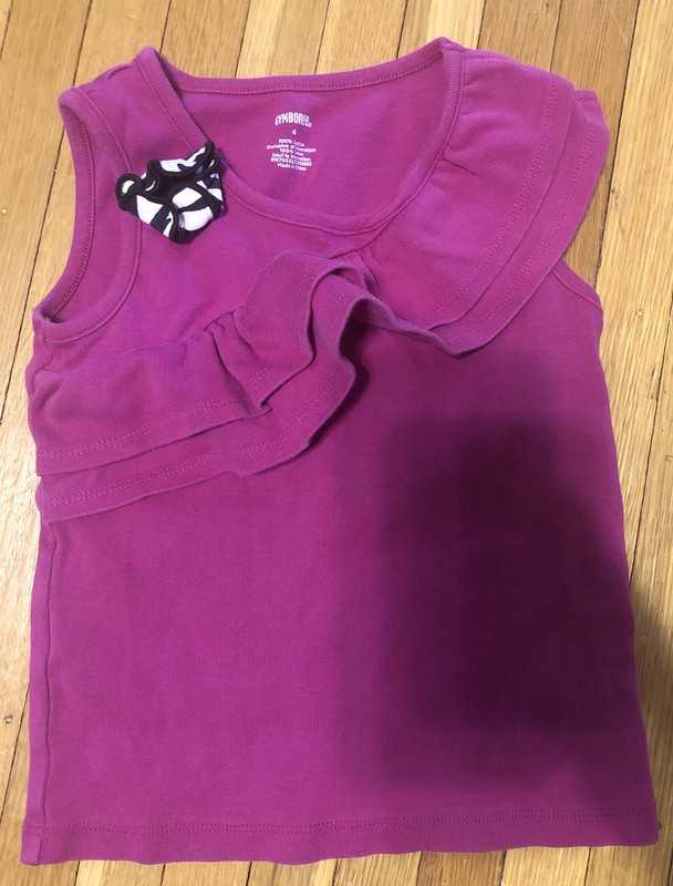 Gymboree Wild For Zebra Pink Magenta Corsage Ruffle TANK TOP Shirt Size:4 EUC