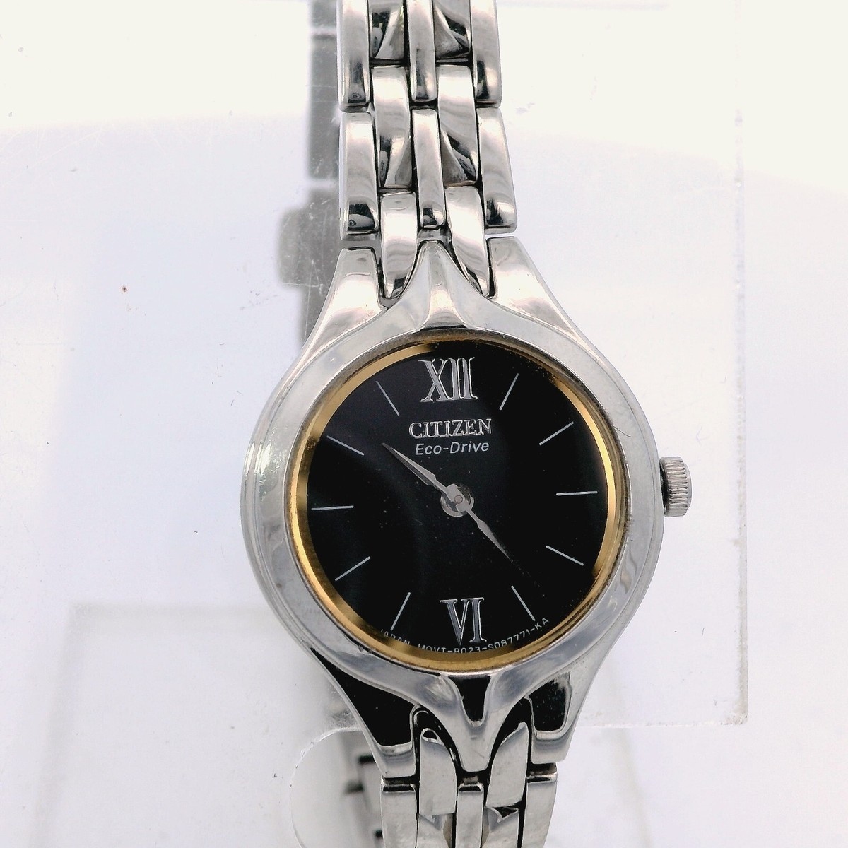 Ladies Citizen Eco-Drive Two-Tone Stainless Black Dial Watch 