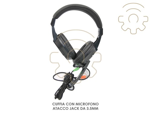 Cuffie stereo con microfono cavo 1,6 mt jack 3,5 mm per pc notebook tablet  smart | eBay