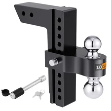 Adjustable Trailer Hitch 2'' Receiver Tow Hitch 10'' Drop Rise W/Lock Heavy Duty