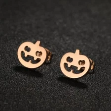 2pairs stainless steel pumpkin earrings, 4 colors Halloween Wholesale FJS40-658