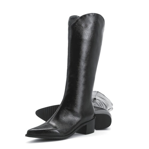 Stivali equitazione donna a punta cowboy western tacco basso casual metà polpaccio nuovi - Foto 10 di 15