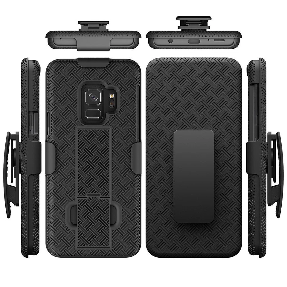 For Samsung Galaxy S9 - HARD HOLSTER KICKSTAND CASE COVER with BELT CLIP BLACK - Image 3 of 4