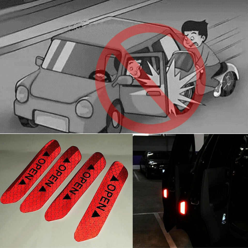 4PCS Universal Car Door Open Sticker Reflective Cover Tape Safety