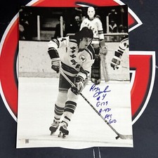 Ron Greschner Autographed New York Rangers 11x14 Photo Stats Signed Steiner CX