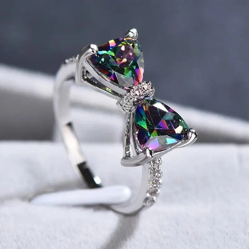 925 Sterling Silver Rainbow Mystical Fire Topaz Wedding Engagement