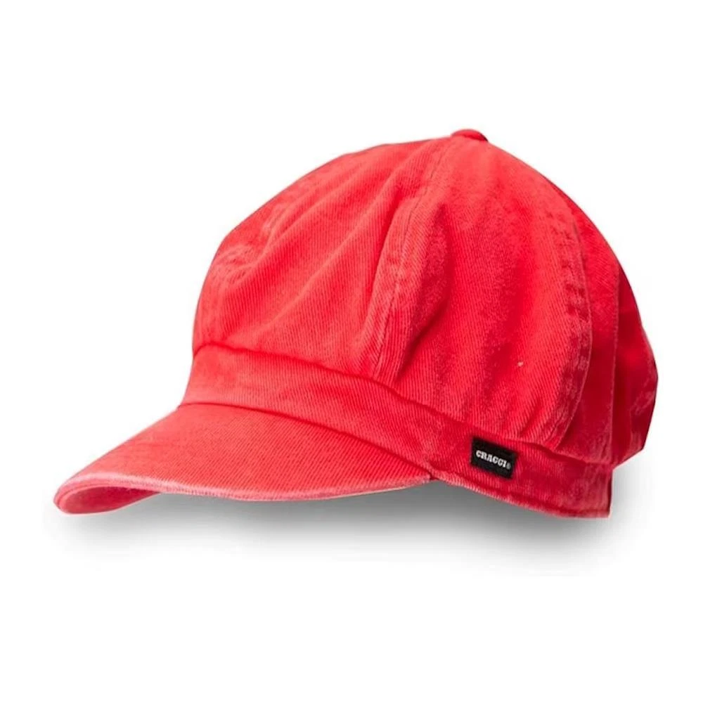 Baker Boy Hat Craggi Denim Style Cap Ladies Mens Vintage Cotton Cap Bright Red