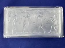 vintage Hoffman Schlevogt Lalique look glass box girls dancing to flute
