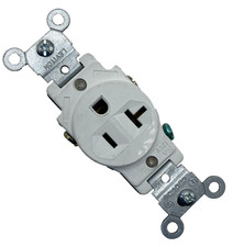 Leviton 5801-WSP 20A 125V Single Receptacle Outlet White - 20 Amp Grounding  