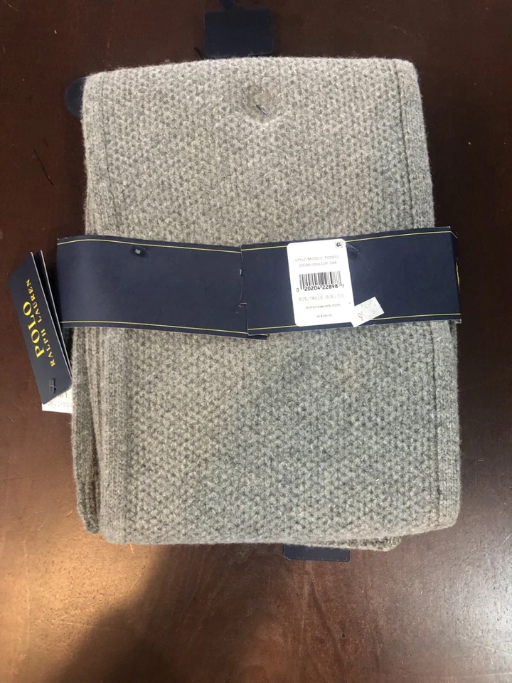 $150 Polo Ralph Lauren Conjunto de Sombrero y Bufanda Gorro de Lana Gris Azul Marino Poni Foto 4 de 4