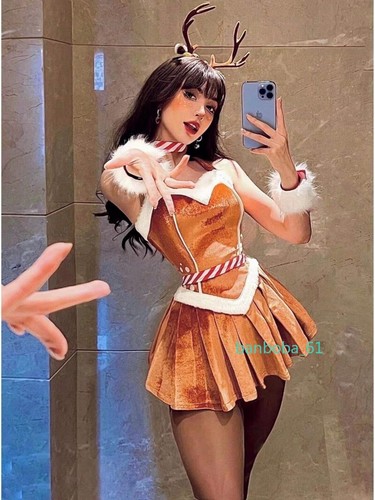 Sexy Reindeer Costume Women Christmas Cosplay Fancy Dress Party Outfit Gift Xmas - Picture 13 of 21