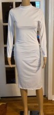 Rose Dress High Neck Backless Midi Dress White Med 4-6
