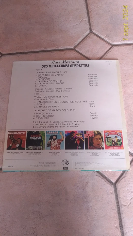 disque vinyle 33 tours LUIS MARIANO ses meilleures operettes - Photo 2/4