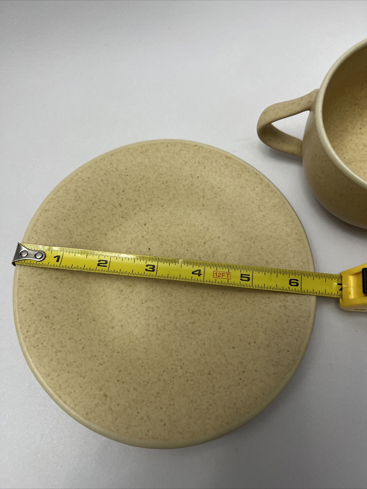 Pottery Barn Ellipse Cup And Saucer Set Speckled Tan eBay