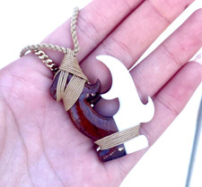Hawaiian Jewelry Genuine Koa Wood Fish Hook Pendant Choker/Necklace 45029