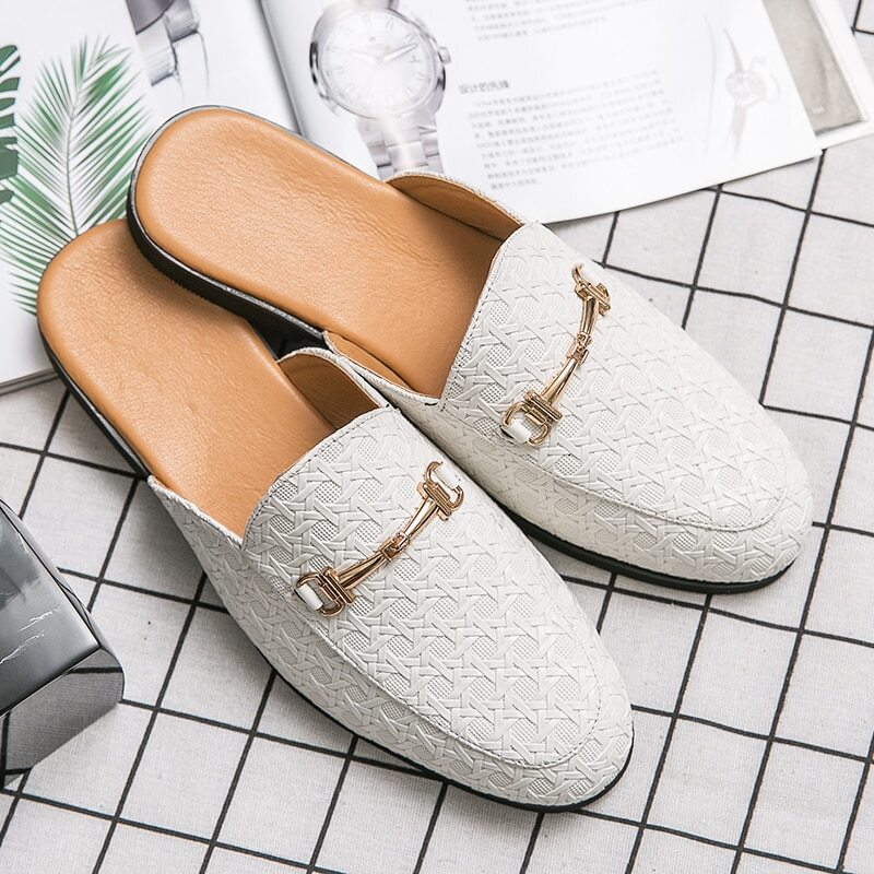 Summer Genuine Leather Casual Slip On Half Shoes For Men Loafers Flats Slippers Summer Genuine Leather Casual Slip On Half Shoes For Men  main image 3