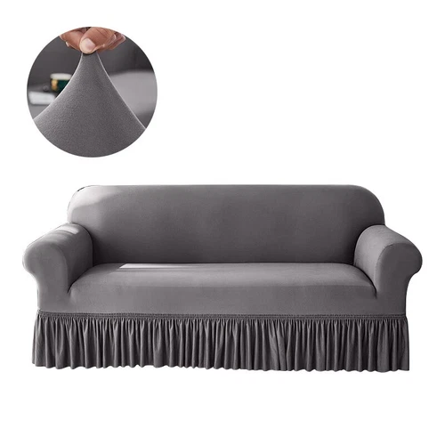 Stretch Sofabezug für Wohnzimmer Couchbezüge mit Rock rutschfeste Slipper - Bild 16 von 18