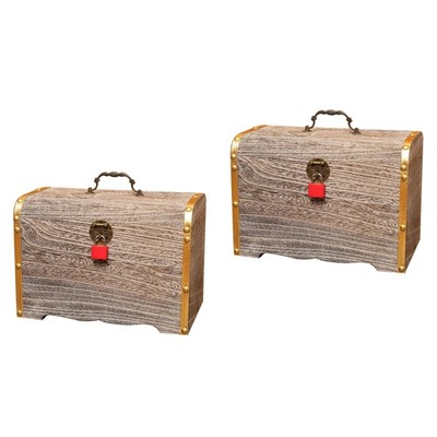  2 stücke Retro Treasure Box Kreative Holz Sparschwein Sichere Handgemachte Holz