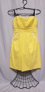 yellow strapless sundress