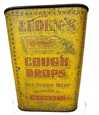 Large RARE Vintage LUDEN'S Lithograph Menthol Cough Drops Tin Reading, PA.