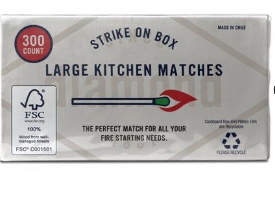 2 PACK Strike On Box 600 Total LARGE Wood Kitchen MATCHES Green Tip