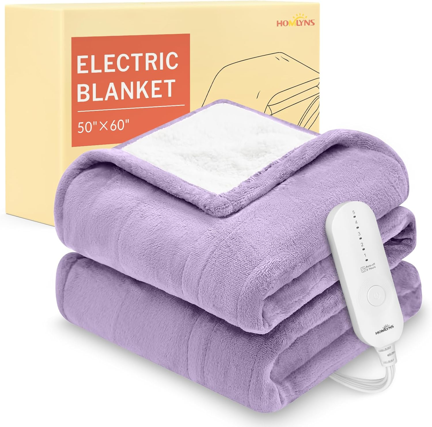 Luxeheat Sherpa Flannel Electric Heated Blanket with Adjustable Heat Settings