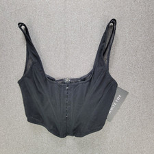 White Fox L Black Bad Gal Mesh Bustier Corset Top