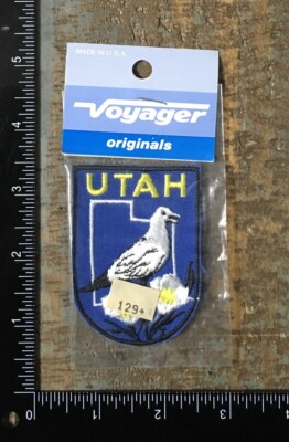 Vintage UTAH Seagull State Map Outline Travel Souvenir Patch MIP 1970s Voyager