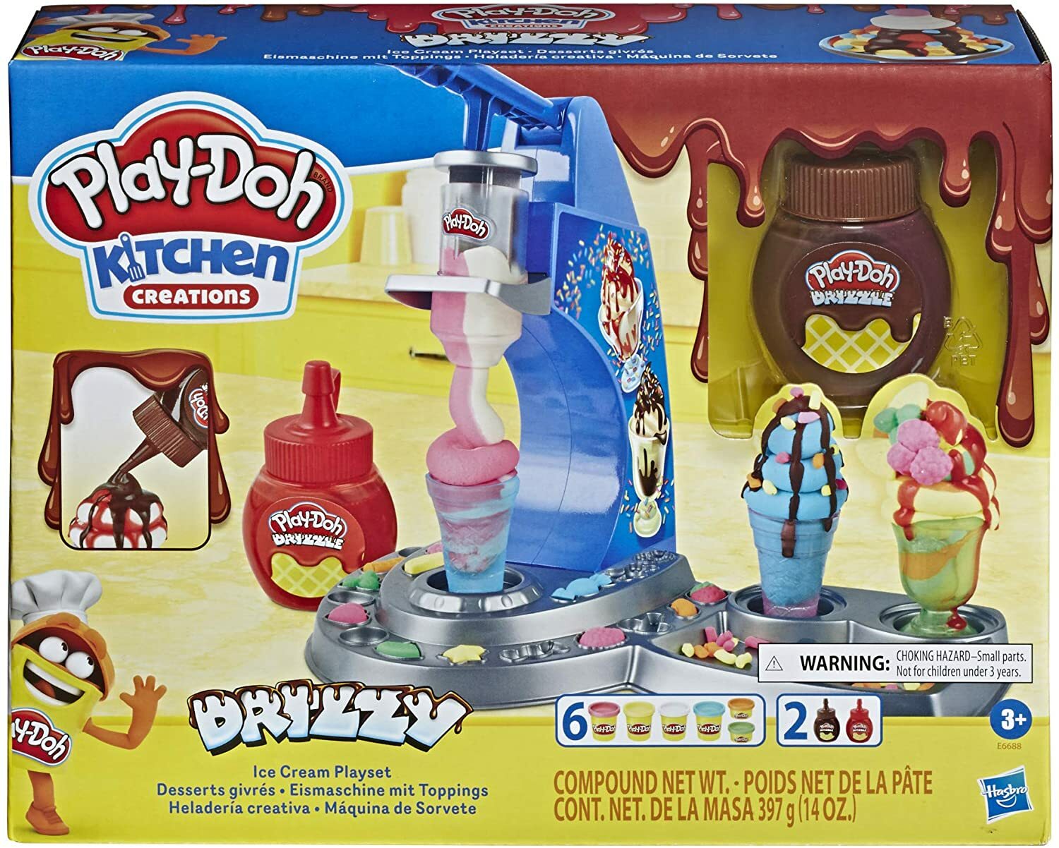 Play-Doh Kitchen Creations Drizzy Ice Cream Playset 6 non-toxic colors Free Ship