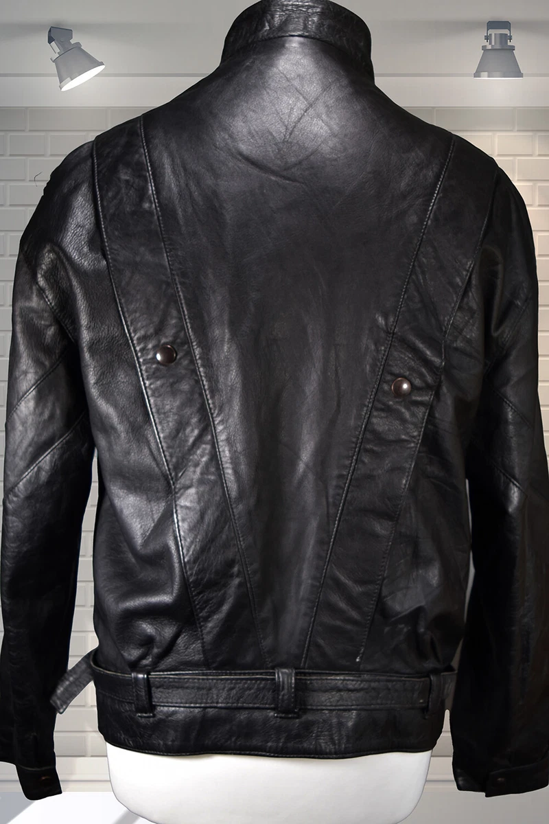 Vintage 1980s Oversized Black Leather Jacket - NEW WAVE - 40