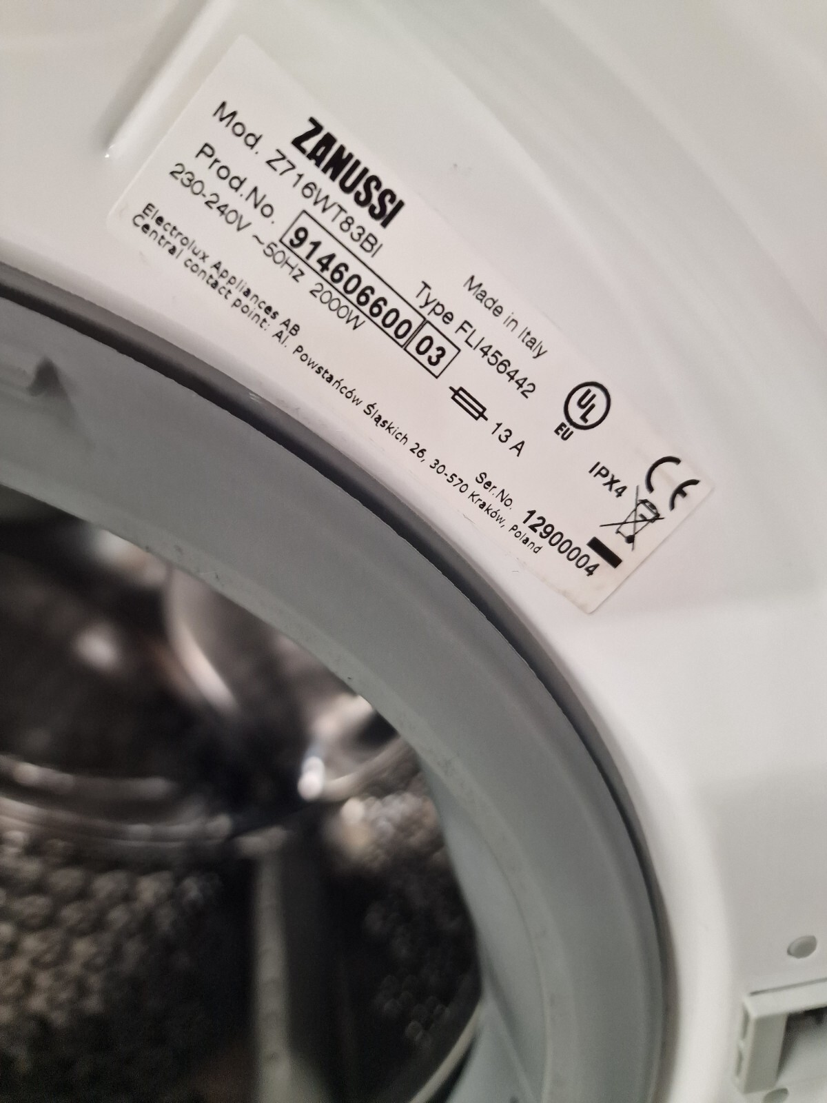 Zanussi Z716WT83BI Integrated 7Kg/4Kg Washer Dryer RRP £759.00 White