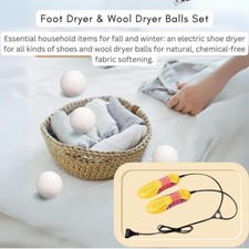 Electric Foot Dryer,Shoe Dryer & Wool Dryer Balls 6 Pack Laundry Pack(Bulk3Sets)