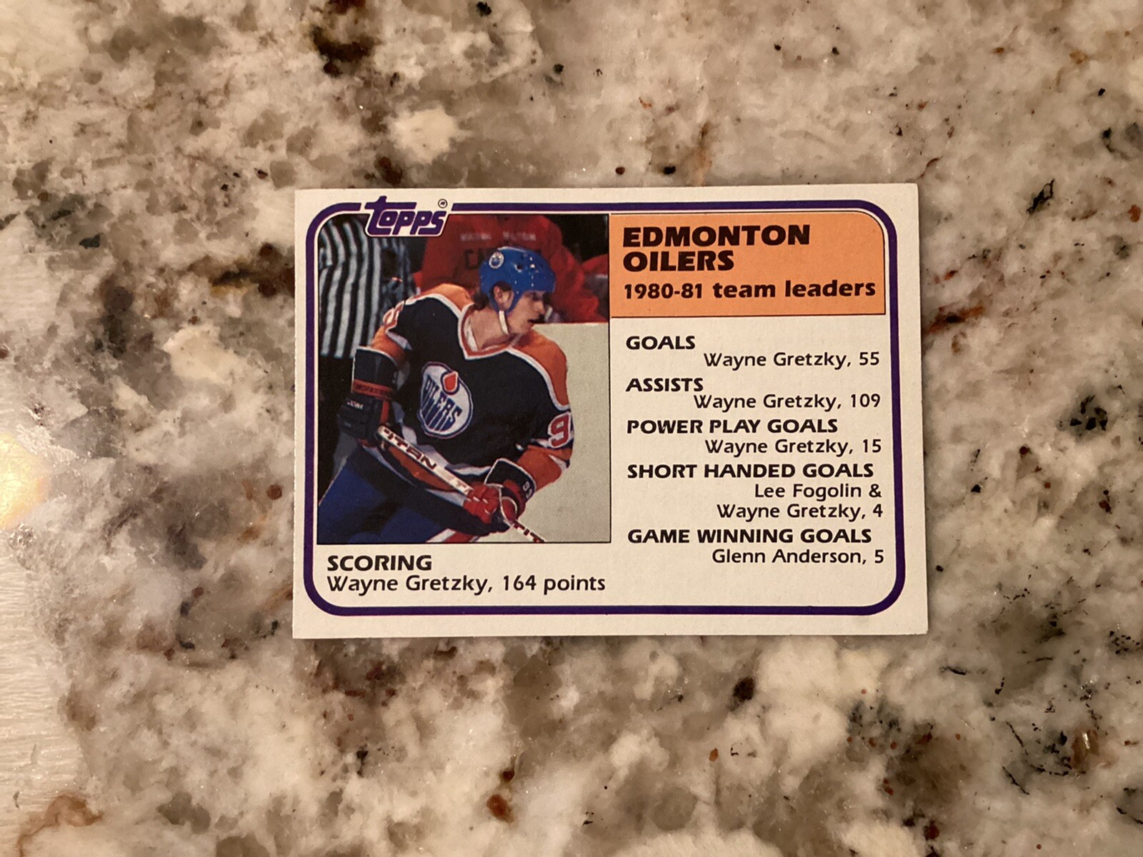WAYNE GRETZKY 1981-82 Topps Hockey #52 Edmonton Oilers Team Leaders. Near Mint