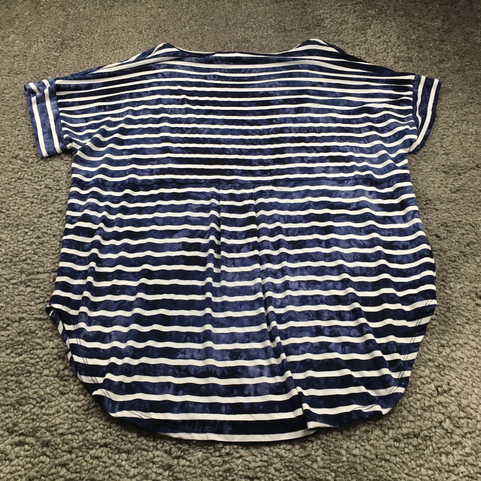 C&C California Womens Top Sz 3X Blue White Stripe Stretch Short Sleeve NWT - Image 3 of 4