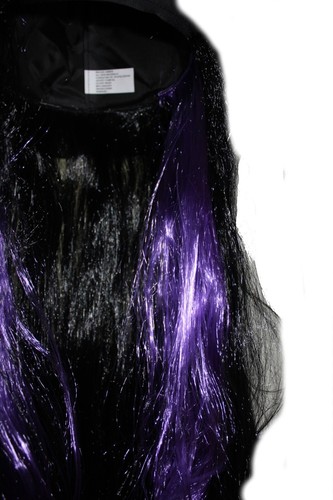 17" Womens Witch Hat with Long Black Hair and colorful string Halloween Costume - Picture 8 of 10