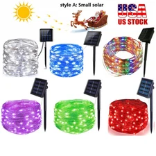 100 LED Solar Fairy String Lights Outdoor Garden Wedding Party Christmas Decor