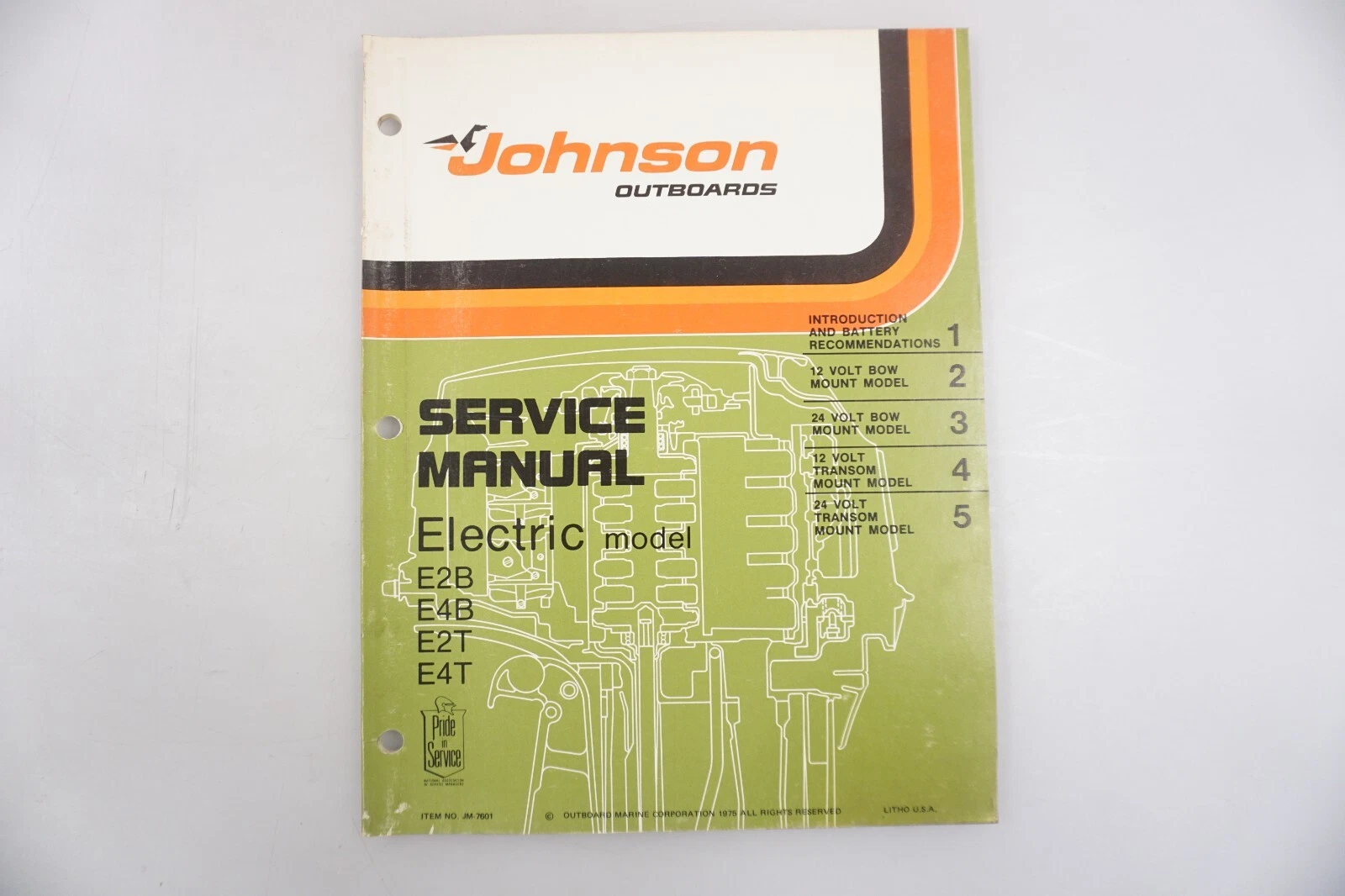 1976 Johnson Outboards Electric Models E2B E4B E2T E4T Service Manual JM-7601