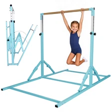 3' to 5' 12 Levels Foldable Adjustable Gymnastic Horizontal Bar for Kids,2 Color