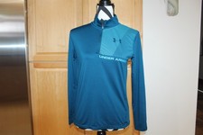 Youth Under Armour Athletic 1/4 Zip Warm Up Top Blue Lightweight Size Large