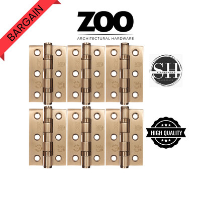 6x Zoo ZHSS232-TRG Türscharnier Kugellager 76 mm x 50 mm x 2 mm Roségold Set Pack
