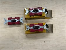 (3) Vintage HUBBELL braun Druckschalter (2) 1281 einpolig & (1) 1283 3-fach